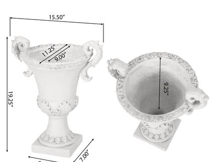Roman Style Garden Urn Planter - Antique White