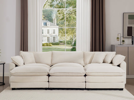 Modern Oversized Modular Cushion Sofa With Ottoman, Low Back, Deep Seating Sofa Set