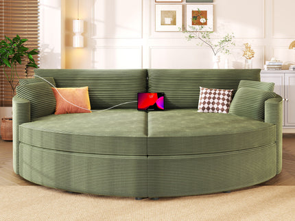 Oversized Double Chaise Lounge Sofa With USB Ports