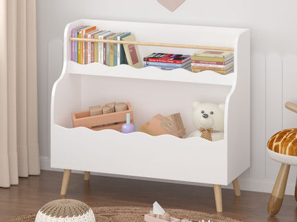 Kids Bookcase, Children Book Organizer Toy Storage Cabinet - White