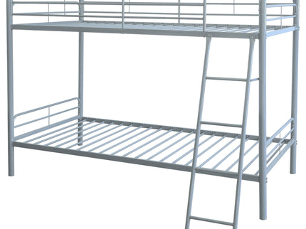 Long Beach - Twin Over Twin Bunk Bed With Built In Guardrails And Angled Ladder - Silver