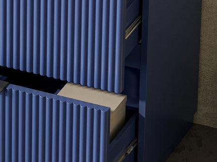 Fluted Bathroom Vanity With Ceramic Sink, Freestanding Cabinet