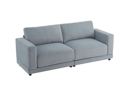 Modern Square Arm Sofa With Soft Fabric Upholstery, Deep Cushions