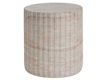 Elegant Outdoor / Indoor Lightweight Concrete Side Table With Travertine - Beige