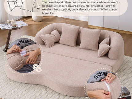 Foldable Sofa Bed, Boneless Couch Convertible Sleeper With 4 Pillows