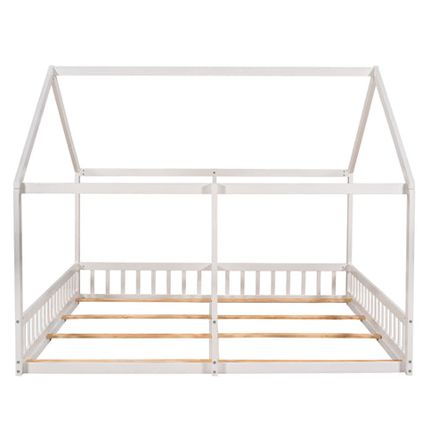 House Platform Beds, 2 Shared Beds, Metal Frame With Guardrails