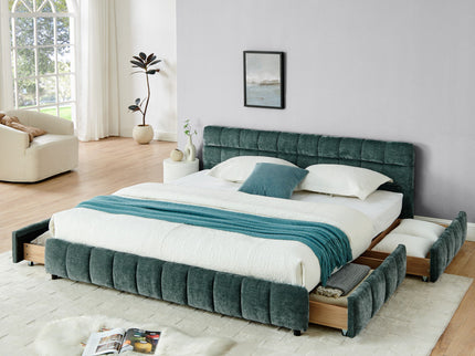 Modern Platform Bed Frame With Thick Fabric