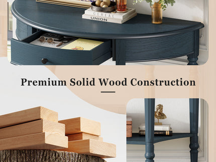 Half Moon Console Table With Drawer & Shelf