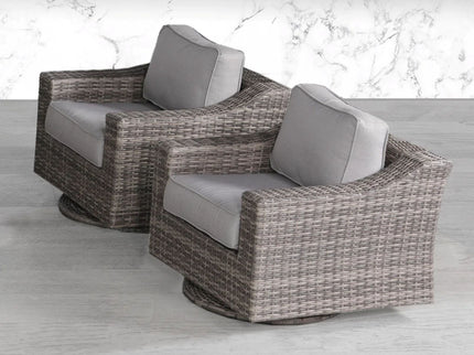 Swivel Patio Chair With Luxurious Cushions Perfect For Outdoor Relaxation (Set of 2) - Gray Mix