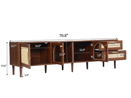 TV Stand With App-Controlled LED Lights, 2 Drawers & Door Storage