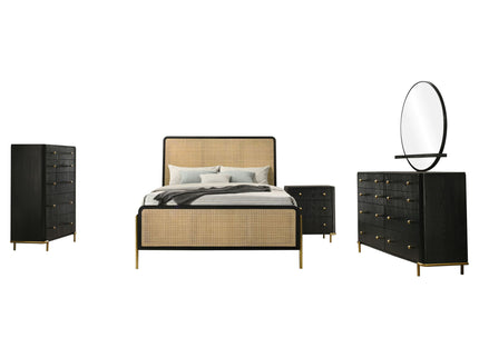 Anser - 5 Piece Eastern King Bedroom Set - Black / Natural