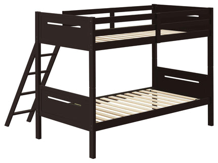 Bunk Bed With Built In Ladder, Safety Guardrails And Angled Access Step