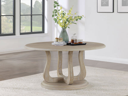 Verdugo - Round Dining Table With Pedestal Base - White Washed