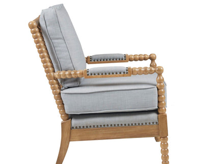 Arm Chair With Open Back Spindle Design, Padded Armrests