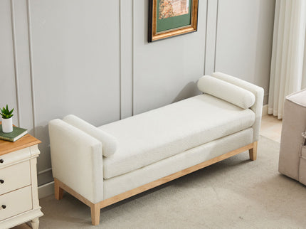 Upholstered End Of Bed Bench With Arms & 2 Bolsters For Bedroom