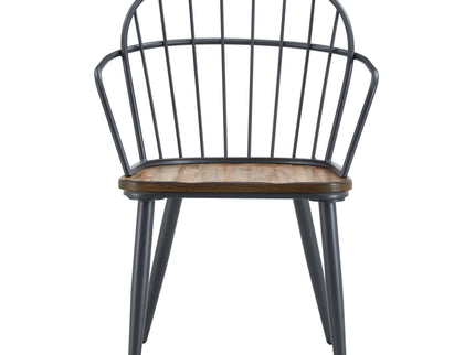 Industrial Inspired Indoor Dining Chair With Metal Legs And Birch (Set of 2) - Black / Natural