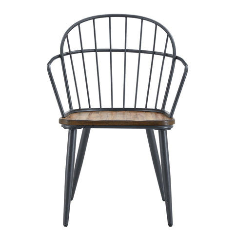 Industrial Inspired Indoor Dining Chair With Metal Legs And Birch (Set of 2) - Black / Natural
