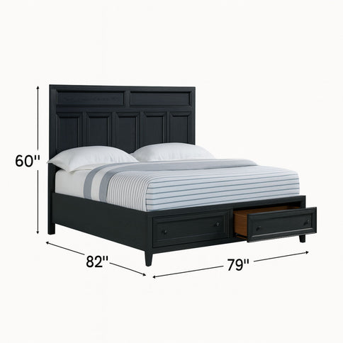 Storage Bed With Panel Headboard And Spacious Footboard Drawers