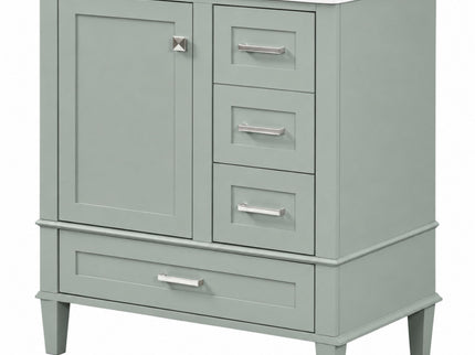 Bathroom Vanity With Sink, Soft Closing Door And Drawers - Light Green