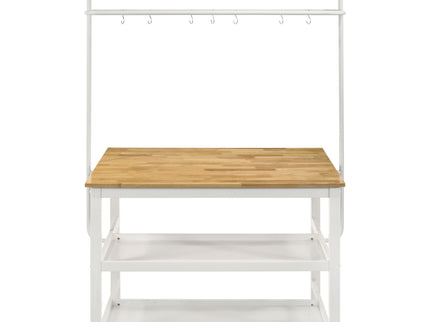Cowichan - Kitchen Island Counter Table With Pot Rack - White