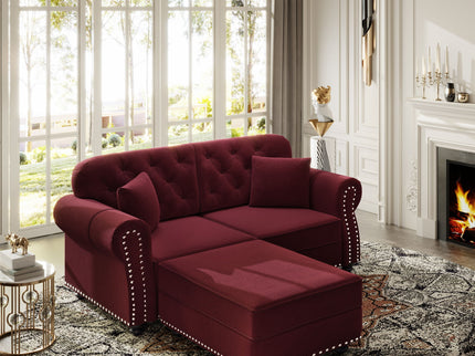Upholstered Sofa Set With Nailhead Trim And Rolled Armrests, Includes Pillows
