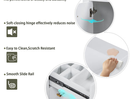 Ceramic Sink Combo, Freestanding Vanity Set With 3 Drawers & Soft Closing Doors