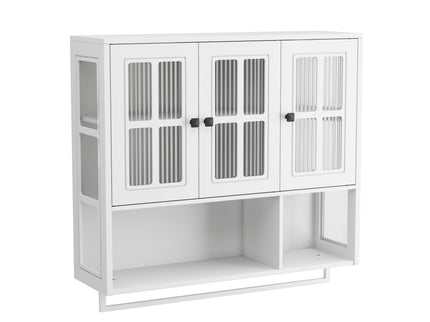 3 Door Wall Cabinet With Glass Door And Towel Bar