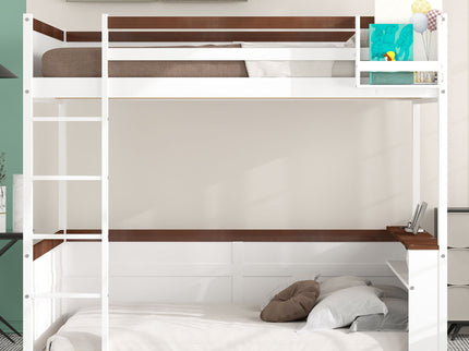 Bunk Bed With Built In Shelves, Storage Box, LED Light And USB Charging Station