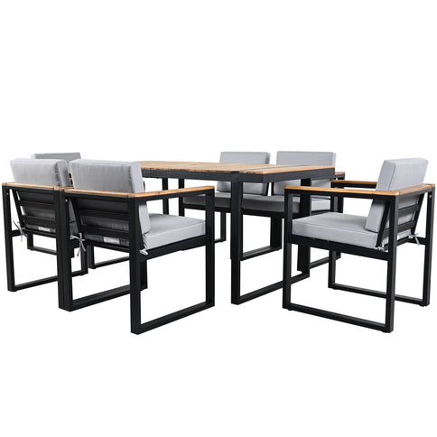 7 Pieces Outdoor Dining Set Patio Dining Table And Chair Set With And Removable Cushions For Patio