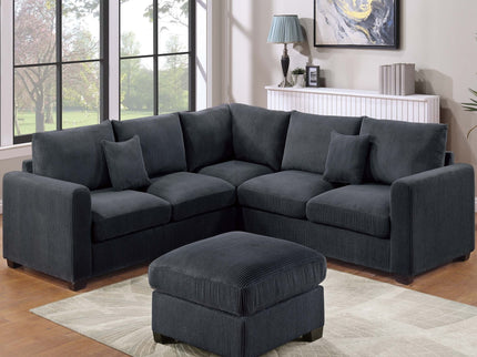 Modern Style L-Shaped Sectional Set With Ottoman