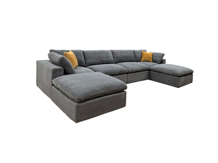Upholstery Full Compressed Modular Sectional With Toss Pillows - Light Gray
