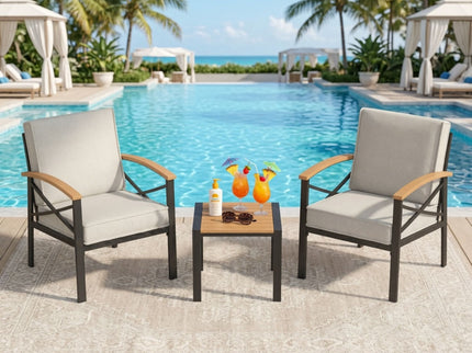 Square Outdoor Patio End Table - Black