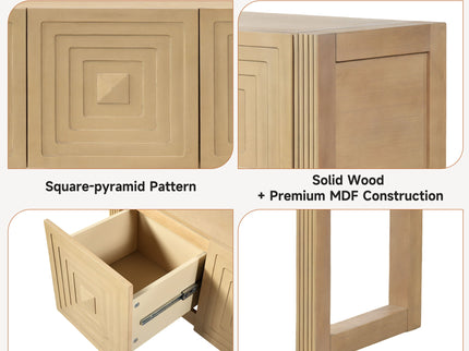 Geometric Carved Console Table With 3 Soft Close Drawers