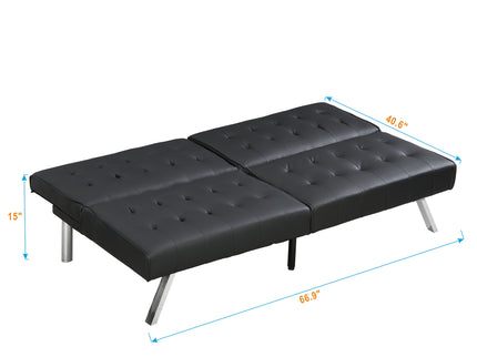 Contemporary Wood Frame Sofa Bed With Stainless Legs - Black