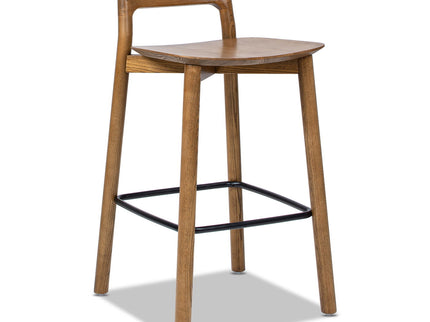 Sven - Modern Minimalist Low Back Counter Stool - Dark Brown Walnut