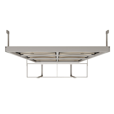 Queen Size Cabinet Wall Bed Mechanism With Desk Panel - Gray