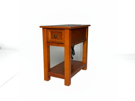 End Table With Drawer And Shelf For Living Room - Walnut