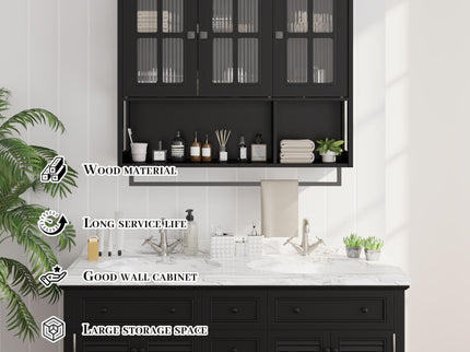 3 Door Wall Cabinet With Glass Door And Towel Bar