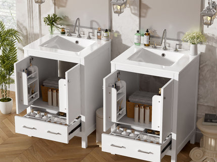 Bathroom Vanity With Integrated Undermount Ceramic Sink, 2 Doors And 1 Drawer, Soft Close Hinges