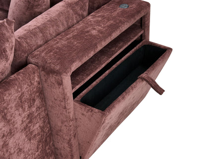Modern Sectional Sofa U-Shaped With Movable Ottoman Storage Armrests And USB Ports