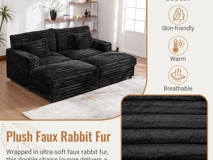 Oversized Double Chaise Lounge Sofa Bed With USB Ports And Cup Holders