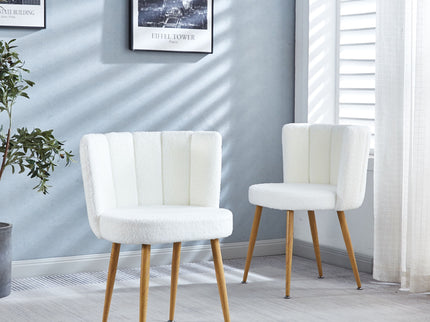 Modern Dining Chair (Set of 2) With Iron Tube Wood Color Legs, Shorthair Cushions And Comfortable Backrest, Suitable For Dining Room, Living Room, Cafe, Simple Structure