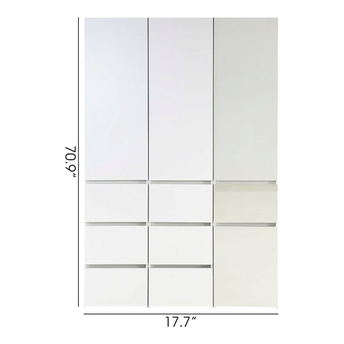 Elise - Modular Closet System With Mirror - White - Wood
