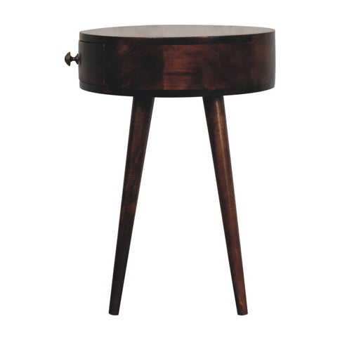 Circular Shaped Bedside Table - Walnut