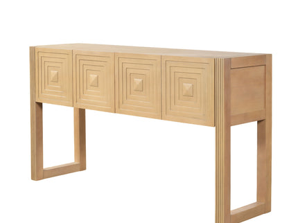 Geometric Carved Console Table With 3 Soft Close Drawers
