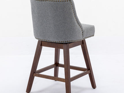 Counter Height Swivel Barstools, 26'' H Seat Height Upholstered Bar Stools (Set of 2), Fabric