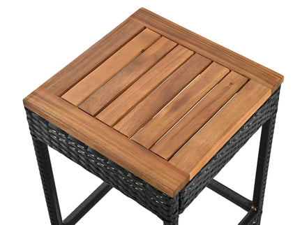 Outdoor Acacia Wood Bar Height Table And Eight Stools With Cushions