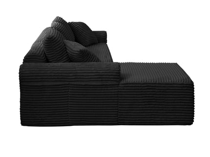 Modular Sectional With Arched Armrests, Includes 3 Back Cushions & 2 Throw Pillows