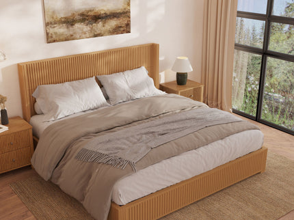 Platform Bed Frame With Headboard, Floor Standing Design