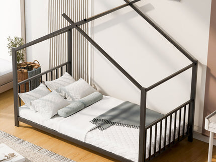 Metal House Platform Bed With Modern Design And Durable Frame